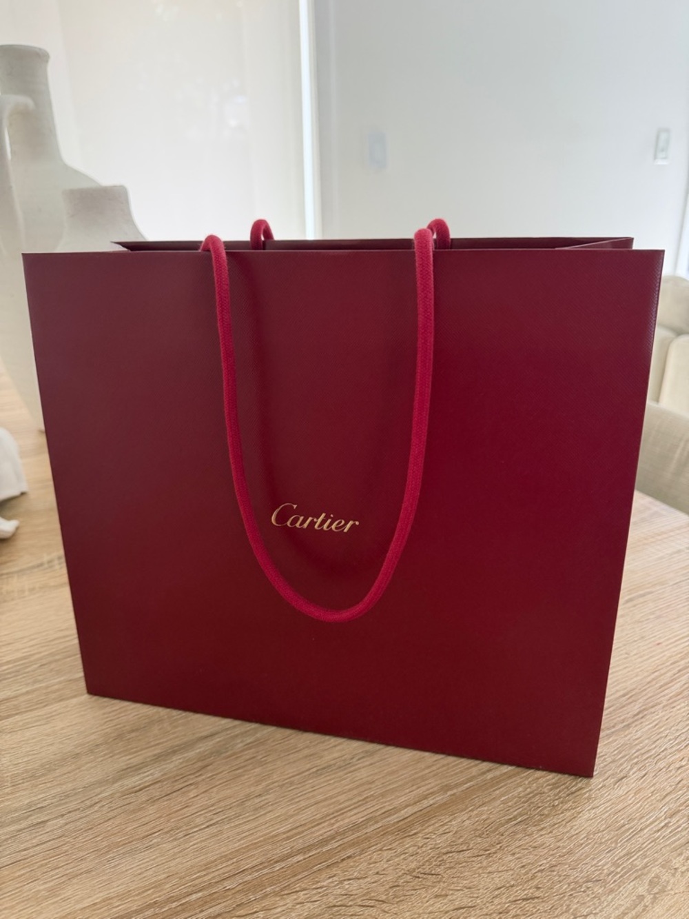 Cartier Red Rope-Handle Gift bag with Gold Logo